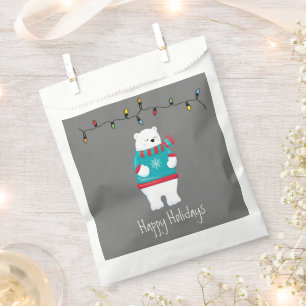 Whimsical Christmas Polar Bear Holiday Favour Bag