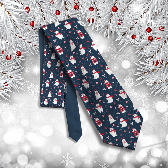Whimsical Christmas Polar Bears ID850 Tie (Creator Uploaded)