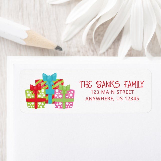 Whimsical Christmas Presents Return Address Label (Insitu)