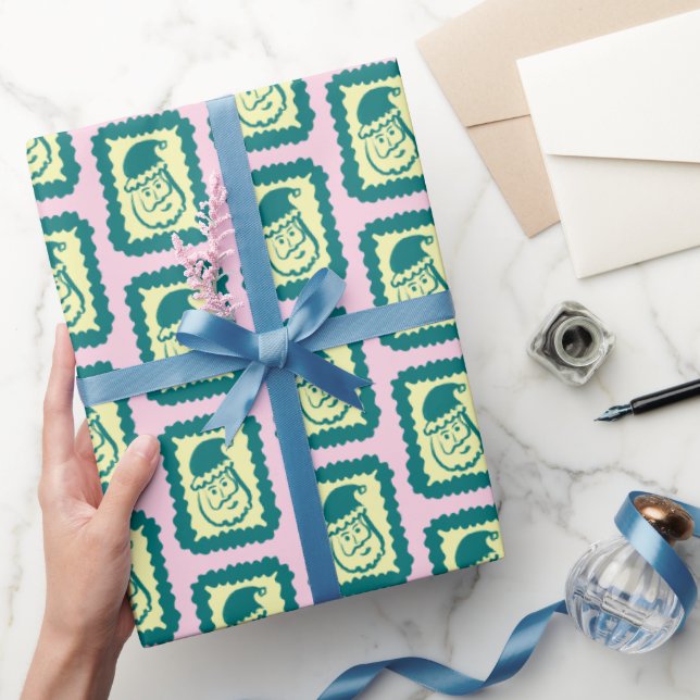 Whimsical Christmas Santa Cute Bright Holiday Wrapping Paper (Gifting)