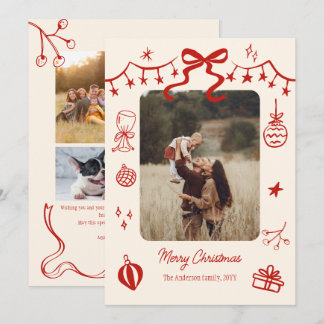 whimsical Christmas script doodles 5 photos Holiday Card