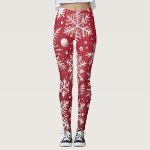 Whimsical Christmas Snowflakes Christmas Pattern Leggings