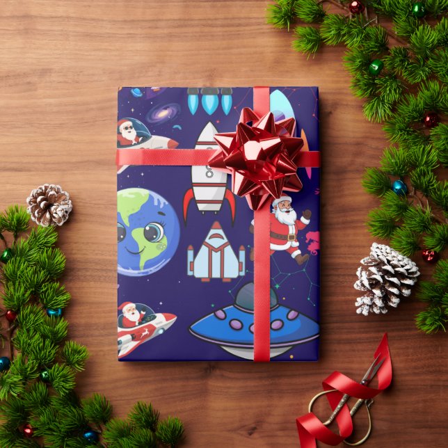 Whimsical Christmas Space Adventure Wrapping Paper (Holiday Gift)