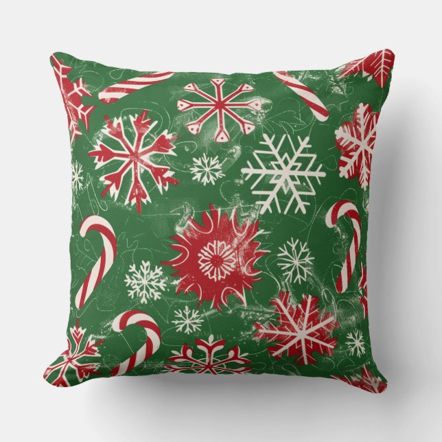 Whimsical Christmas Throw Pillow (Front)