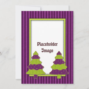 Whimsical Christmas tree and golden stars Holiday Card