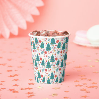 Whimsical Christmas Tree and Snowman Paper cup