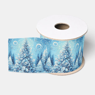 Whimsical Christmas Tree Blue Grosgrain Ribbon