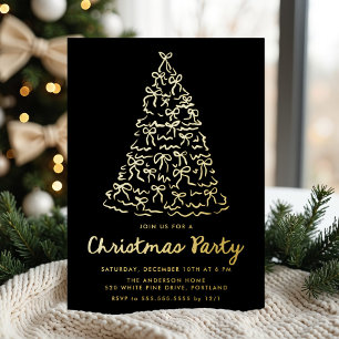 Whimsical Christmas Tree Bows Black Holiday Party