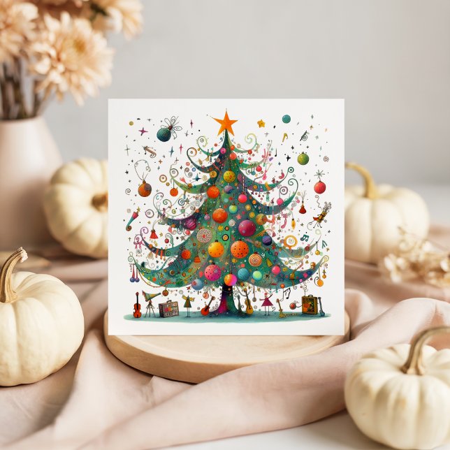 Whimsical Christmas Tree, Bright Colours, Holiday Card (Creator Uploaded)
