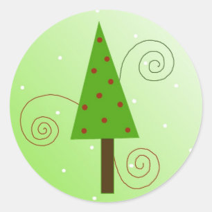 Whimsical Christmas Tree Classic Round Sticker