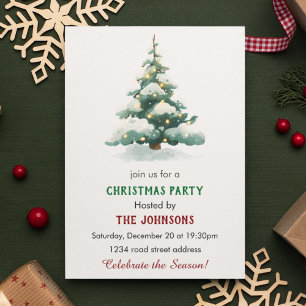 Whimsical Christmas Tree Dinner Party Invitation