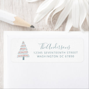 Whimsical Christmas Tree Drawing Return Address Label