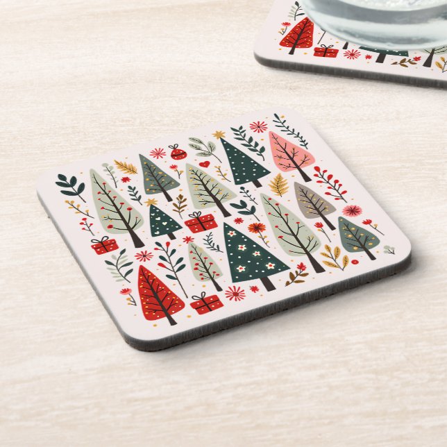 Whimsical Christmas Tree Forest Coaster (Left Side)