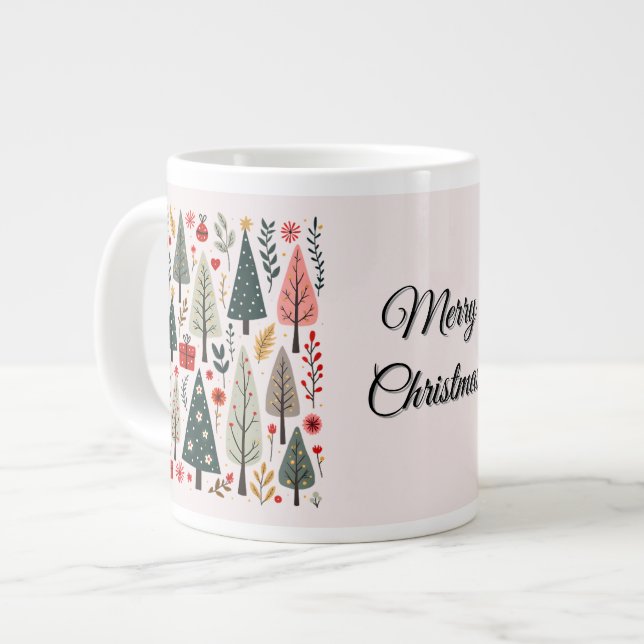 Whimsical Christmas Tree Forest Large Coffee Mug (Front Left)