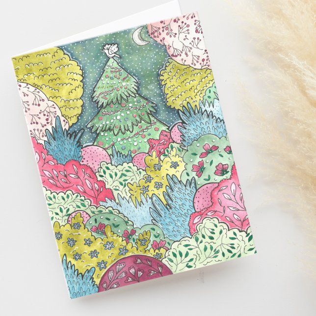 Whimsical Christmas Tree Garden Blank Thank You Card (Creator Uploaded)