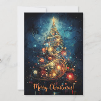 Whimsical Christmas tree Holiday Card