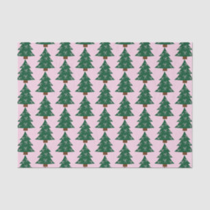 Whimsical Christmas Tree In Pink Ribbons Tissue Paper