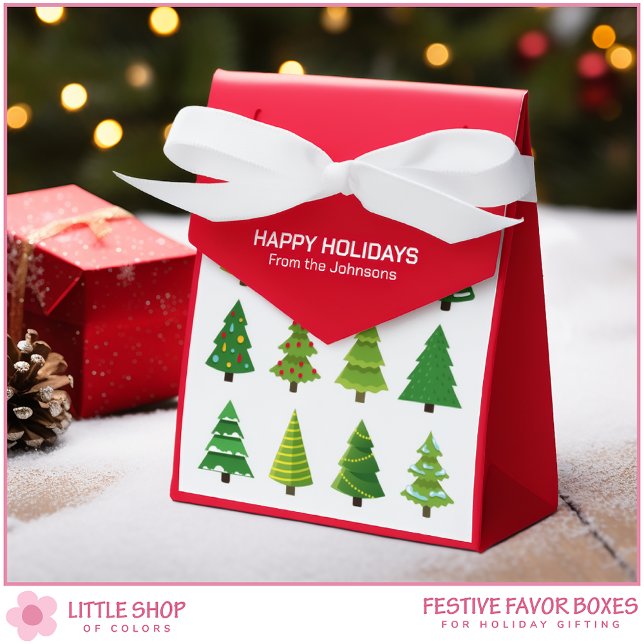 Whimsical Christmas Tree Pattern Customisable Tent Favour Box (Creator Uploaded)