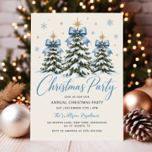 Whimsical Christmas Tree With Blue Bow Holiday