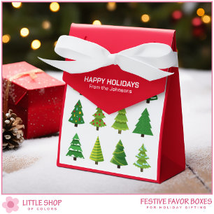 Whimsical Christmas Trees Customisable Favour Box