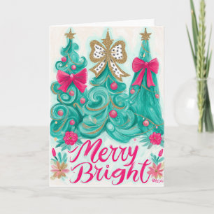 Whimsical Christmas Trees  Holiday Card