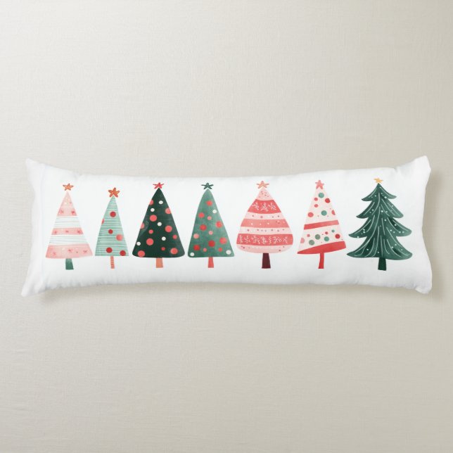 Whimsical Christmas Trees Holiday Pillow (Front)