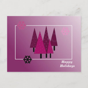 Whimsical Christmas Trees Holiday Postcard