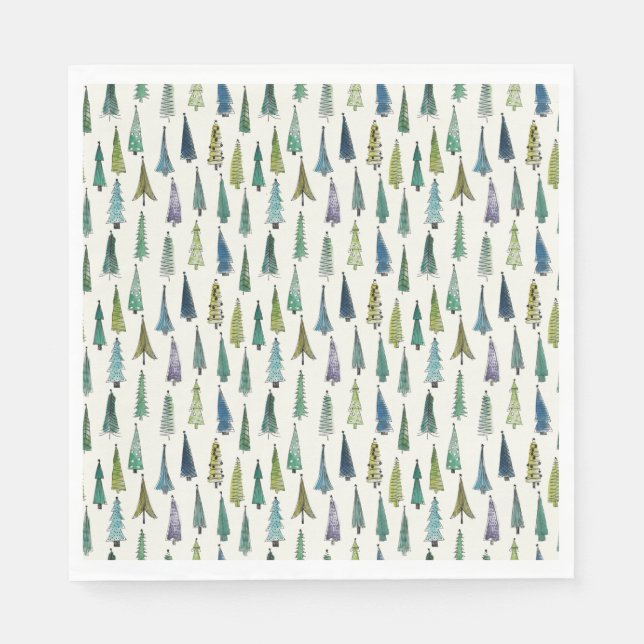 Whimsical Christmas Trees Napkin (Front)