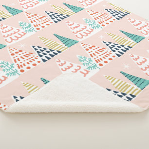 Whimsical Christmas Trees Sherpa Blanket