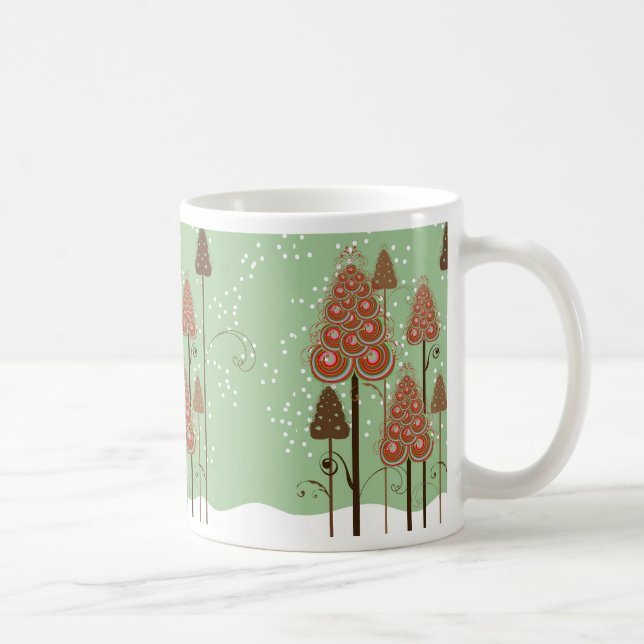 Whimsical Christmas Trees Snow Winter Wonderland Coffee Mug (Right)