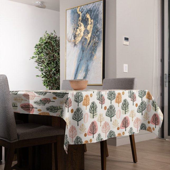 Whimsical Christmas Trees Ultra Modern Pink  Tablecloth (Creator Uploaded)