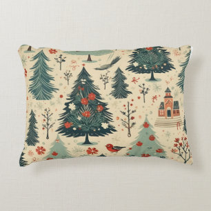 Whimsical Christmas trees Watercolor Pattern Decorative Cushion