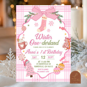 Whimsical Christmas Winter Onederland Birthday Invitation