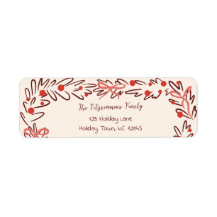 Whimsical Christmas Wreath & Preppy Bows Address Return Address Label