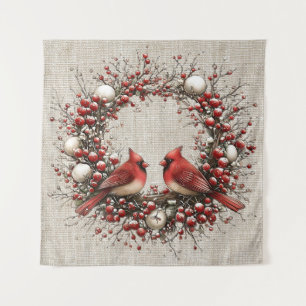 Whimsical Christmas Wreath Tapestry