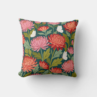 Whimsical Chrysanthemum Throw Pillow