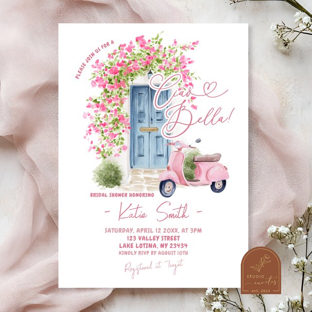 Whimsical Ciao Bella Italian Bridal Shower Invitation (Creator Uploaded)