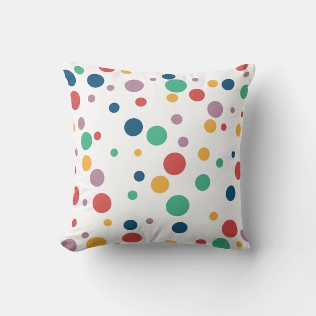 "Whimsical Circles: A Vibrant Polka Dot Extravagan Cushion (Front)