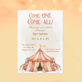 Whimsical Circus First Birthday Invitation