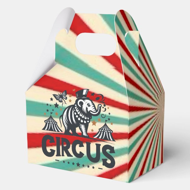 Whimsical Circus Sunburst Kids Birthday Party Favour Box (Back)