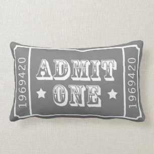 Whimsical Circus Theatre Ticket Admit One Lumbar Cushion
