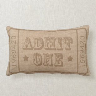 Whimsical Circus Theatre Ticket Admit One Lumbar Cushion