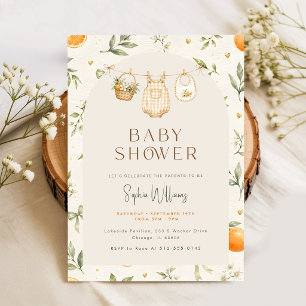 Whimsical Citrus Floral Orange Baby Shower Invitation
