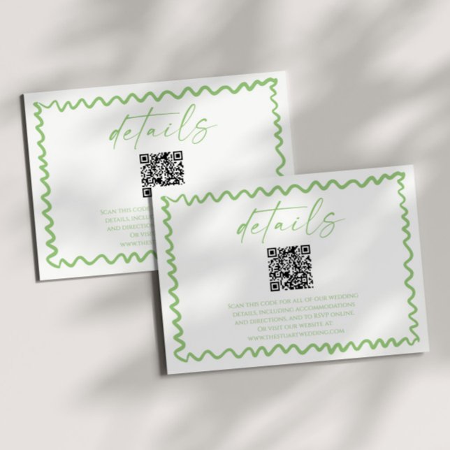 Whimsical Citrus Green QR Code Wedding Details Enclosure Card (Creator Uploaded)