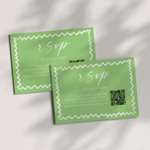 Whimsical Citrus Green QR Code Wedding RSVP Card