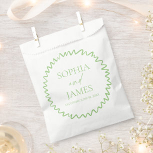 Whimsical Citrus Green Wavy Border Wedding Favour Bag
