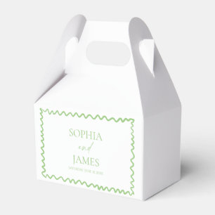 Whimsical Citrus Green Wavy Border Wedding Favour Box