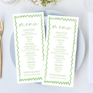 Whimsical Citrus Green Wavy Border Wedding Menu