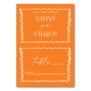Whimsical Citrus Green Wavy Border Wedding Table Number