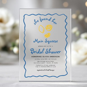 Whimsical Citrus Main Squeeze Funky Bridal Shower Acrylic Invitations